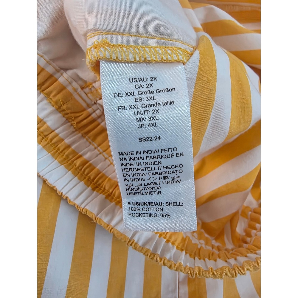 The Drop Womens Jada High 2X Yellow White Striped Cotton Drawstring Loose Short - Picture 8 of 12